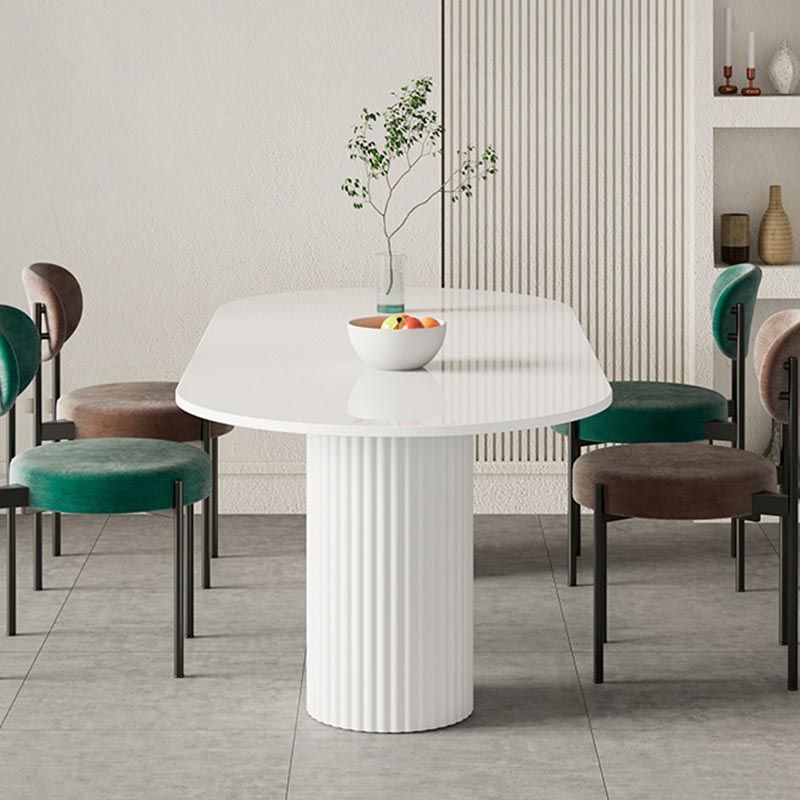 Oval Sintered Stone Dining Table Modern White Furniture with Double Pedestal for Home Clearhalo 'Dining Tables & Seating' 'Dining Tables' 'dining_table' 'furn' 'furn_dining_table' 'Furniture' 'Kitchen & Dining Furniture' 1200x1200_7cc227fc-fef4-46c2-94f5-4f53e0c39bc3