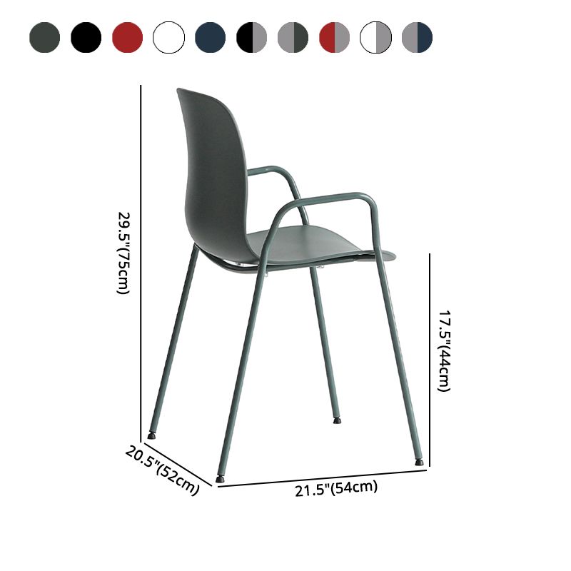 Industrial Plastic Meeting Room Arm Chair Matte Finish Solid Back Dining Chair Clearhalo ' kitchen&dining_furn' 'Dining Chairs' 'Dining Tables & Seating' 'dining_chair' 'furn' 'furn_dining_chair' 'Furniture' 'furniture_dining_chair' 'Kitchen & Dining Furniture' 'kitchen' 1200x1200_7cc23012-5570-4b58-bfb9-1d87f69fd8e5