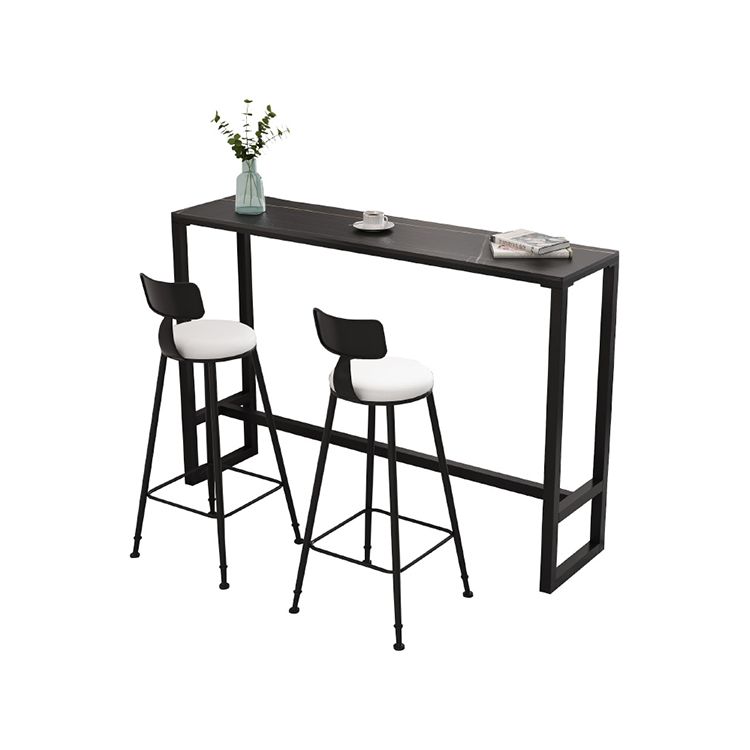Black Glam Style Bar Table in Iron Top and Faux Marble Milk Tea Shop Bar Table Clearhalo 'Bar Furniture' 'Bar Tables' 'bar_tables' 'furn' 'furn_bar_tables' 'Furniture' 'furniture_bar_tables' 'Kitchen & Dining Furniture' 1200x1200_7cc3841b-6a2b-4c30-9d69-57cbc19c2cef