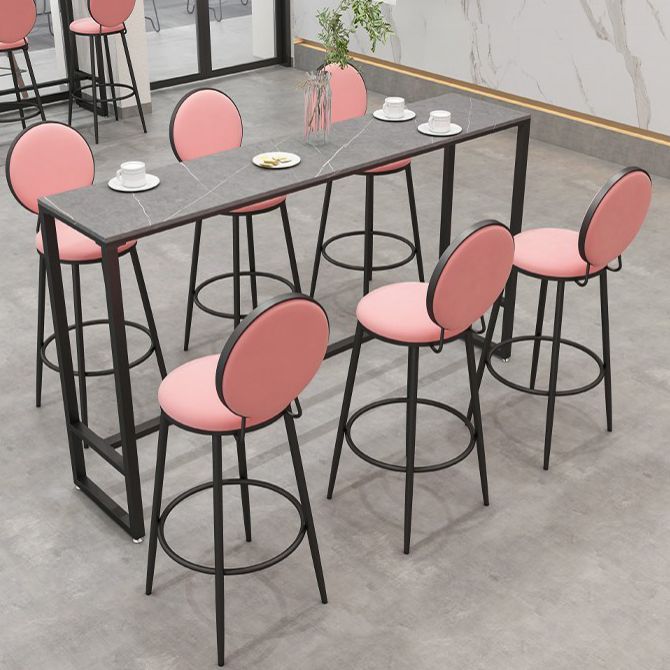 Modern Black Iron Bar Dining Table with Stone Top Rectangle Indoor Bistro Table Clearhalo 'Bar Furniture' 'Bar Tables' 'bar_tables' 'furn' 'furn_bar_tables' 'Furniture' 'furniture_bar_tables' 'Kitchen & Dining Furniture' 1200x1200_7cc394f3-7de5-4ee6-9cd6-9a9c49d2149e