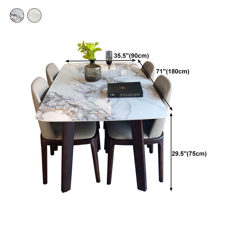 Modern Rectangle Dining Table Stone Top Walnut Tripod Base Dining Table Clearhalo 'Dining Tables & Seating' 'Dining Tables' 'dining_table' 'furn' 'furn_dining_table' 'Furniture' 'furniture_dining_table' 'Kitchen & Dining Furniture' 'kitchen' 'kitchen_dining_table' 1200x1200_7cc52e05-398a-4039-9663-4fca0e7e7716