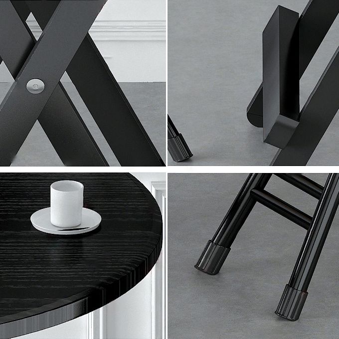 Contemporary Style Traditional Height Dining Set with Black Folding Table and Chairs Clearhalo 'Dining Room Sets' 'Dining Tables & Seating' 'dining_room_set' 'furn' 'furn_dining_room_set' 'Furniture' 'furniture_dining_room_set' 'Kitchen & Dining Furniture' 'kitchen&dining_furn' 'kitchen' 1200x1200_7cc7c6cc-bee8-4b68-bc95-c9f7d4347f8e