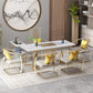 Metal and Slate Table Glam Style Home Minimalist Rectangular Dining Table