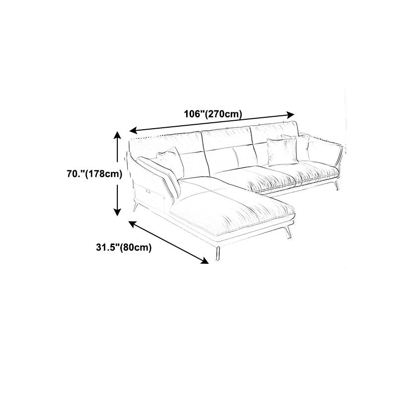 Light-grey Sewn Pillow Back Faux Leather Pillow Top Arm Sofa for Living Room Clearhalo 'furn' 'furn_sectionals' 'Furniture' 'furniture_sectionals' 'kitchen' 'kitchen_sectionals' 'Living Room Furniture' 'Sectionals' 1200x1200_7ccbbed5-1bc7-497e-9546-ecce97b7dccc