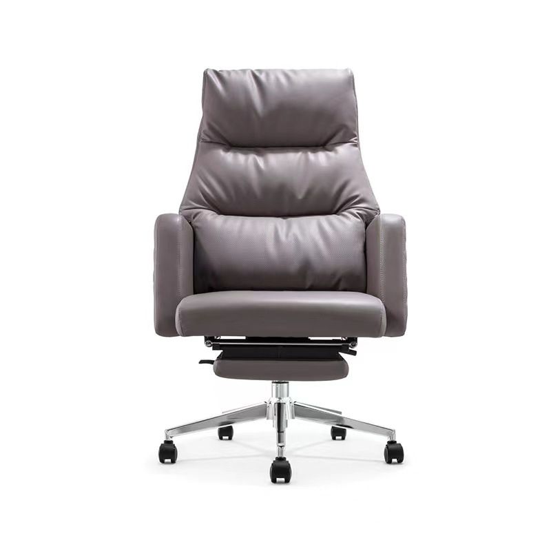 Gray Leather Managers Chair Contemporary Padded Arms Swivel Office Chair Clearhalo 'furn' 'furn_office_chair' 'Furniture' 'Office Chairs' 'Office Furniture' 'office_chair' 1200x1200_7ccc7038-7c19-40e7-845a-db1a3836f741