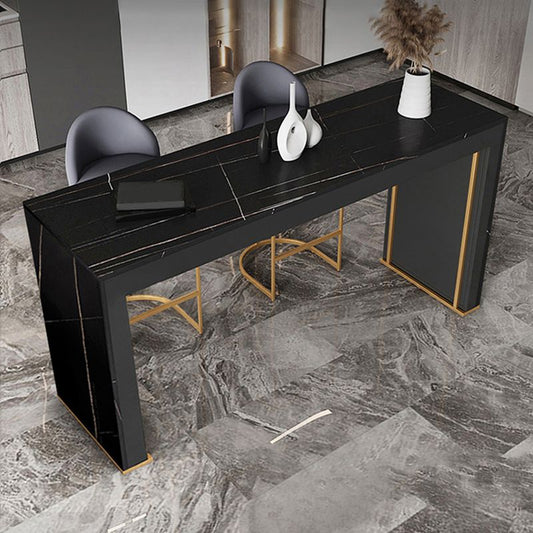 Modern Bar Pub Table Set 1/3 Pcs  Rectangle Stone Top Bar Table and Upholstered Stools