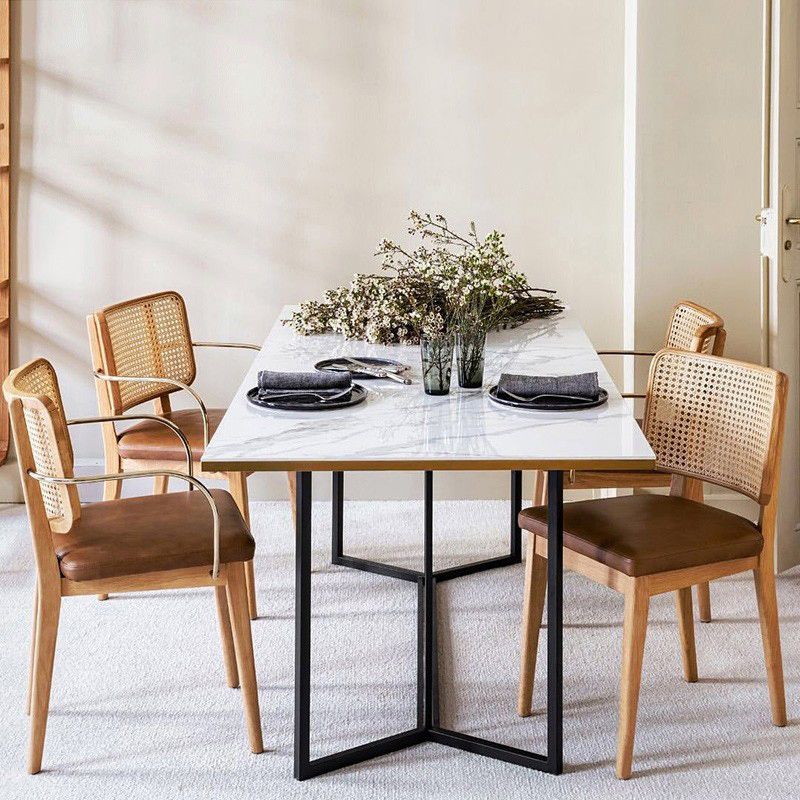 Traditionele stijl stoel vast hout riet rug eetkamerstoel