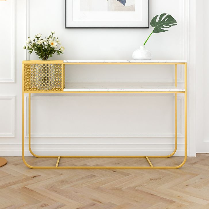 Tavolo console in marmo glam rettangolo bianco tavolo accento per la sala