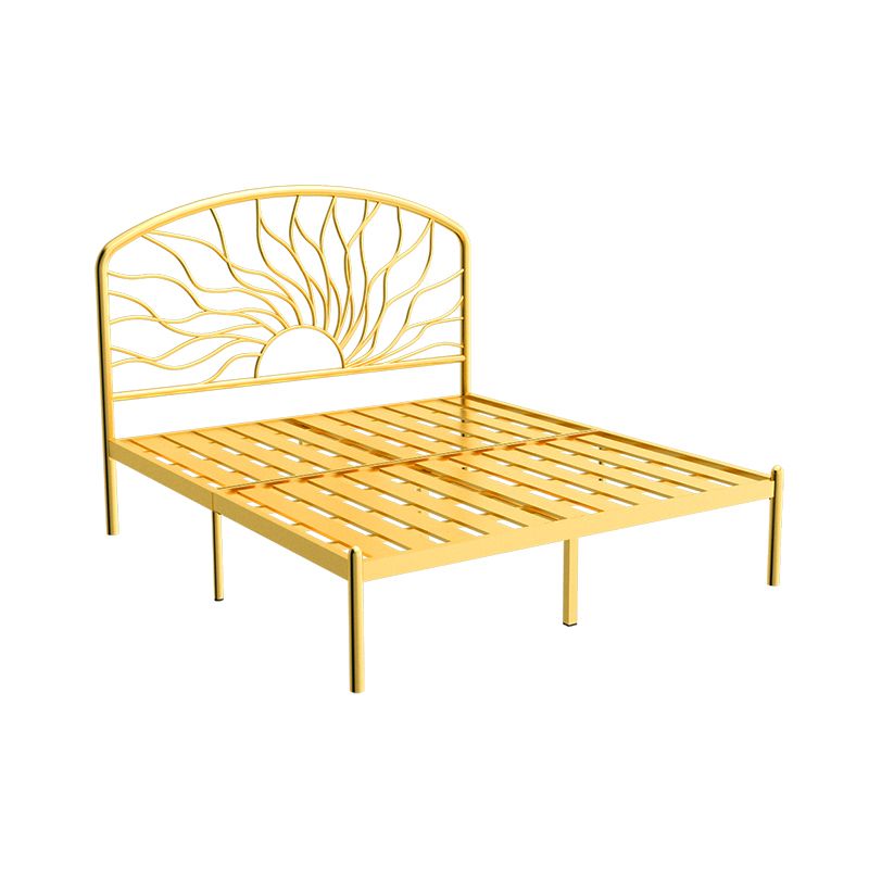 Glam Bed Frame with Arched Headboard, Metal Open-Frame Bed, 41" Tall