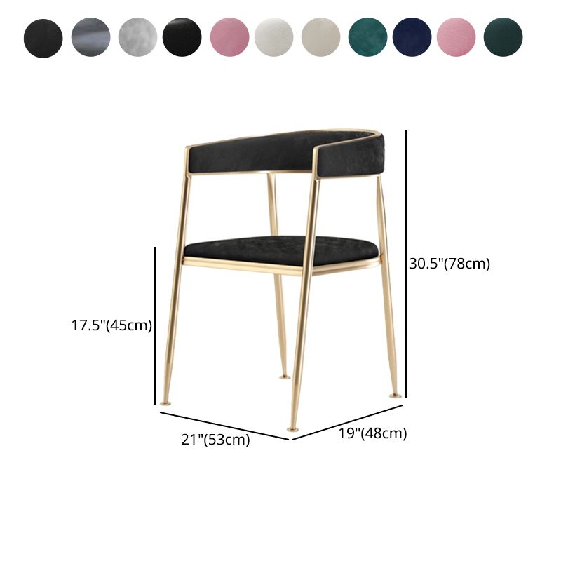 Glam Metal Dining Room Chairs Open Back Upholstered Arm Chair Clearhalo ' kitchen&dining_furn' 'Dining Chairs' 'Dining Tables & Seating' 'dining_chair' 'furn' 'furn_dining_chair' 'Furniture' 'furniture_dining_chair' 'Kitchen & Dining Furniture' 'kitchen' 1200x1200_7cd07e89-4344-41bf-bd7c-e23d6bbd7db2