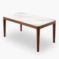 Modern Rectangular Stone Top White Dining Table with 4 Brown Rubberwood Legs Clearhalo 'Dining Tables & Seating' 'Dining Tables' 'dining_table' 'furn' 'furn_dining_table' 'Furniture' 'Kitchen & Dining Furniture' 1200x1200_7cd16755-2768-43f7-942e-1334d23fea44