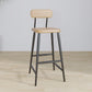 Industrial Square Bar Stool Solid Wood Armless Bar Chair with Metal Legs