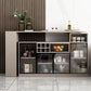 Contemporary Style Bar Table Wood Revolving Bar Wine Table with Storage Clearhalo 'Bar Furniture' 'Bar Tables' 'bar_tables' 'furn' 'furn_bar_tables' 'Furniture' 'Kitchen & Dining Furniture' 1200x1200_7cd31286-0e20-4369-a772-4847608aab98