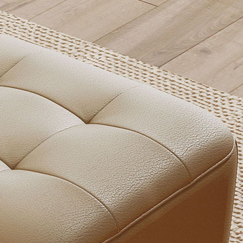 Square Footstools Modern Genuine Leather Foot Stool , 15.6" H Clearhalo 'furn' 'furn_ottomans_poufs' 'Furniture' 'Living Room Furniture' 'Ottomans & Poufs' 'ottomans_poufs' 1200x1200_7cd49a66-33a6-4f79-99db-520e7431dfdb