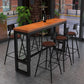 Industrial Rectangle Pine Wood Bar Table Set 1/7 Pieces Counter Table with High Stools