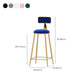 Scandinavian Style Counter Stool Velvet Round Bar Stool with Footrest