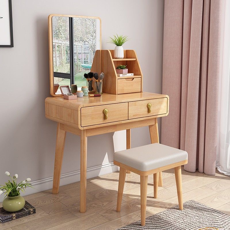 Scandinavian Make-up Vanity with 3 Storage Drawers 15.74" Wide Solid Wood Dresser Clearhalo 'Bedroom Furniture' 'furn' 'furn_makeup_vanities' 'Furniture' 'Makeup Vanities' 'makeup_vanities' 1200x1200_7cd7580a-b8c0-456b-9891-8dbdb7bf6d50