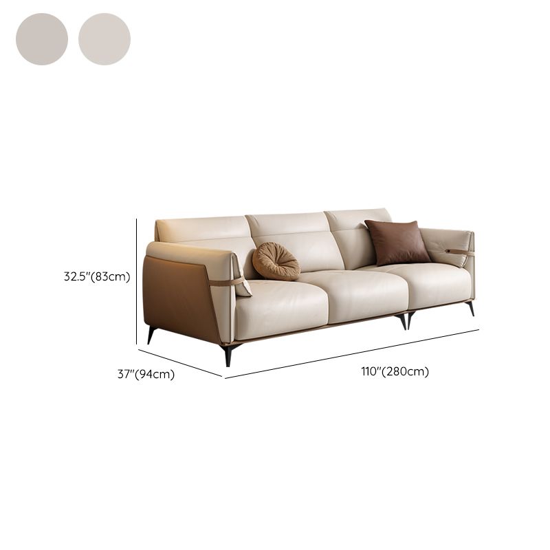 Contemporary Pillow Top Arm Sectional Genuine Leather Sectional Sofa Clearhalo 'furn' 'furn_sectionals' 'Furniture' 'Living Room Furniture' 'Sectionals' 1200x1200_7cd79f41-9865-4387-92ad-75d8ed539b62