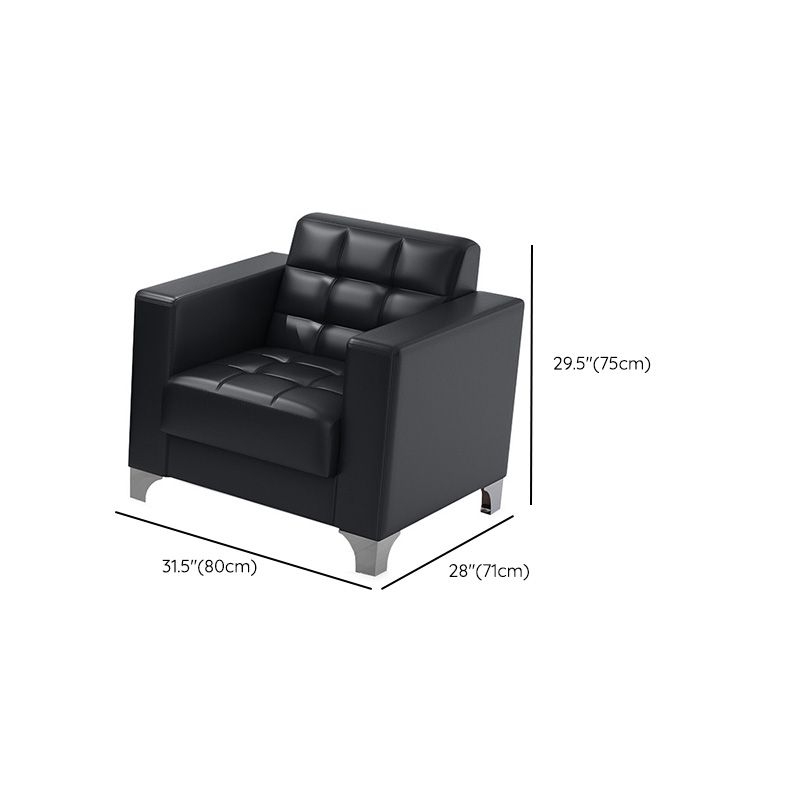 スクエアアームビスケットバックソファ産業1/3シーターフェイクレザーソファ