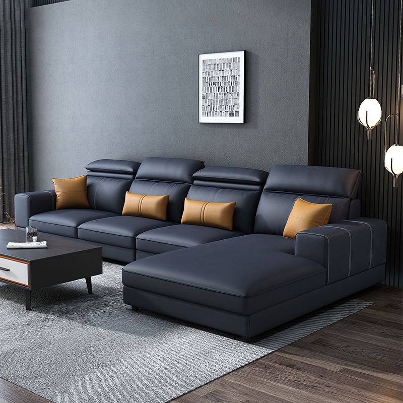 L-Shape High Back Faux Leather Square Arm Sectional with Wear-Resisting Clearhalo 'furn' 'furn_sectionals' 'Furniture' 'Living Room Furniture' 'Sectionals' 1200x1200_7cda2190-8f3a-4e6f-b5e3-d23e321aa3f3