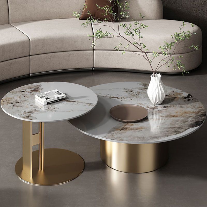 Pedestal Round Coffee Table Glam Slate Nesting Coffee Table Set Clearhalo 'Coffee & Accent Tables' 'Coffee Tables' 'coffee_tables' 'furn' 'furn_coffee_tables' 'Furniture' 'Living Room Furniture' 1200x1200_7cda7f1a-dae4-445f-ba1d-74401153c472
