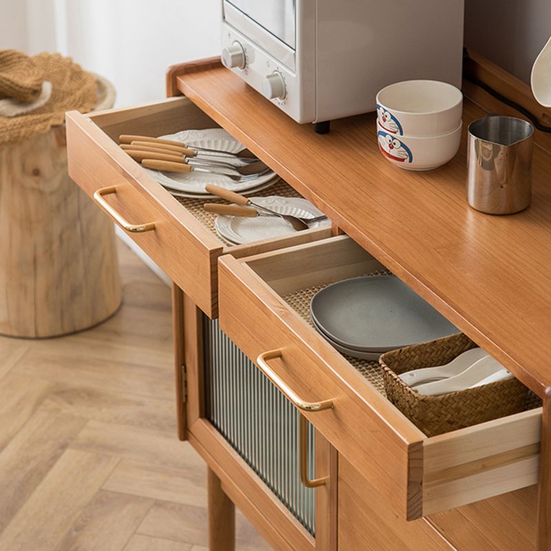 Nordic Style Pine Wood Storage Sideboard Cabinet with Glass Doors Clearhalo 'buffet_sideboard' 'Buffets & Sideboards' 'furn' 'furn_buffet_sideboard' 'Furniture' 'Kitchen & Dining Furniture' 1200x1200_7cdb5e03-e7e2-403e-bc16-99d4cc0b26da