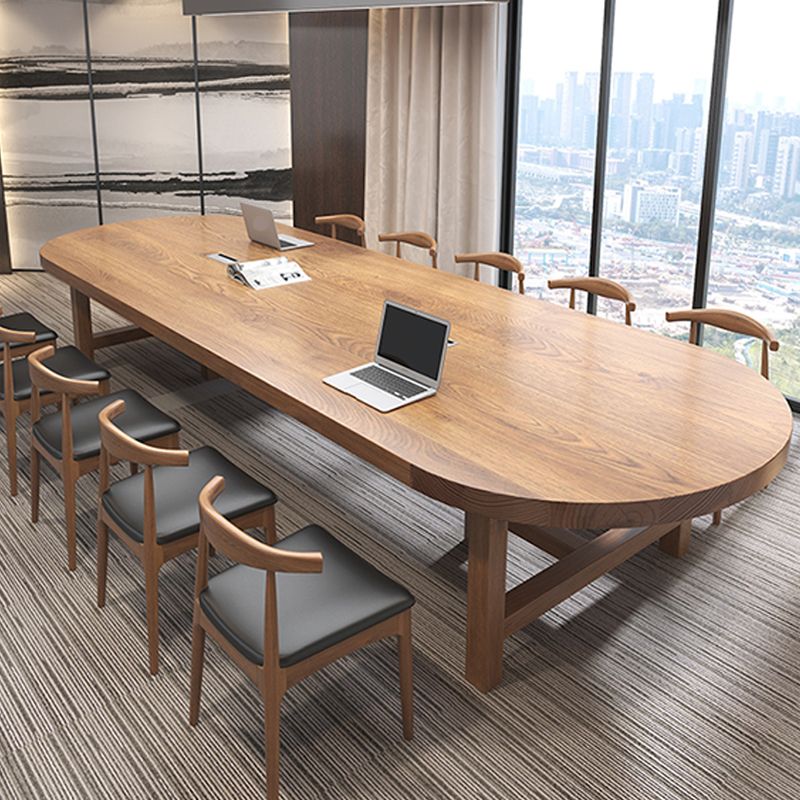 Moderne stijl ovaal dennen kantoor bureau houten benen schrijven bureau voor kantoor