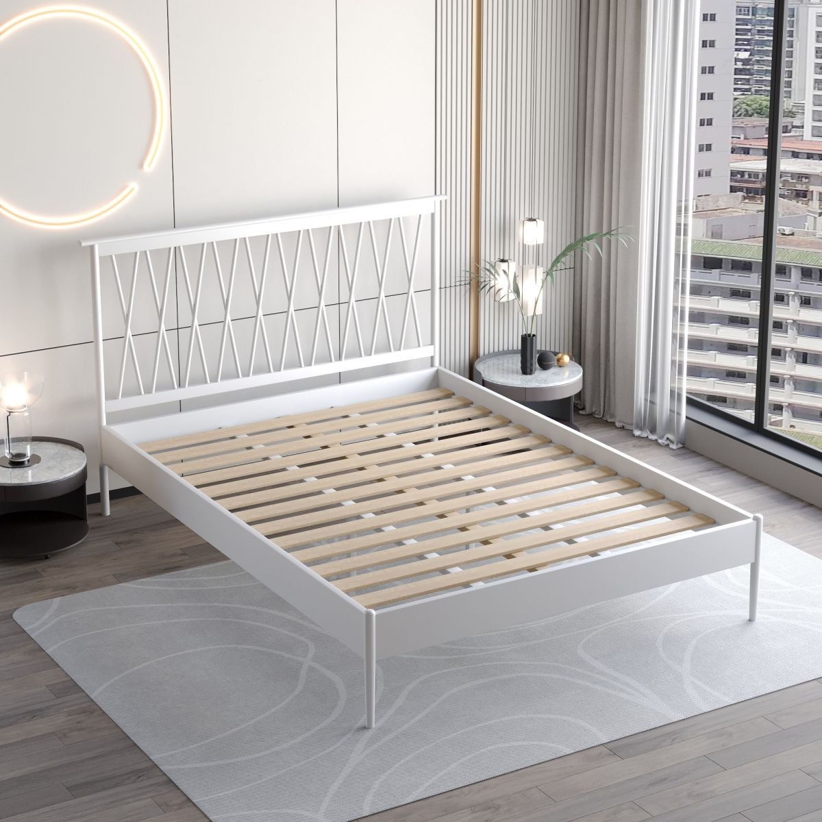 47,24 "Höhen Metallrahmen Standardbett mit Rechteck Open-Frame-Kopfteil