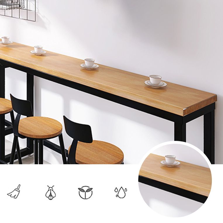 Modern Brown Wood Bar Table with Rectangle Table Top Black Trestle Table - 42" H Clearhalo 'Bar Furniture' 'Bar Tables' 'bar_tables' 'furn' 'furn_bar_tables' 'Furniture' 'furniture_bar_tables' 'Kitchen & Dining Furniture' 1200x1200_7cdd0f6f-d888-450a-85fd-272e25a7a28a