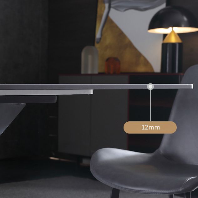 Stone Top Dining Table Modern Rectangle Table with Metal Base in Black Clearhalo 'Dining Tables & Seating' 'Dining Tables' 'dining_table' 'furn' 'furn_dining_table' 'Furniture' 'furniture_dining_table' 'Kitchen & Dining Furniture' 1200x1200_7cde09c5-a8c0-4a1f-87fc-155eecbfa284