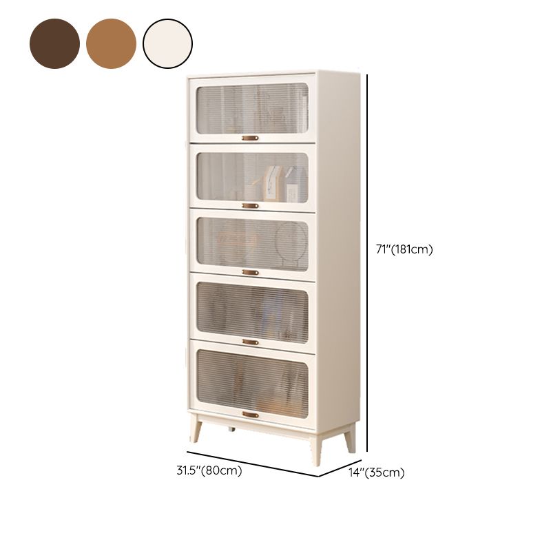 Mid-Century Modern Glass Paned Cabinet,  Solid Wood Accent Cabinet