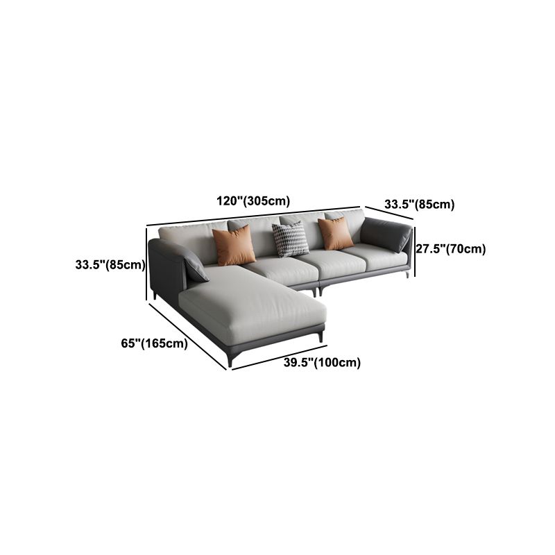 Removable Cushions Sectionals,Pillow Top Arm,33" H Sectionals in Grey