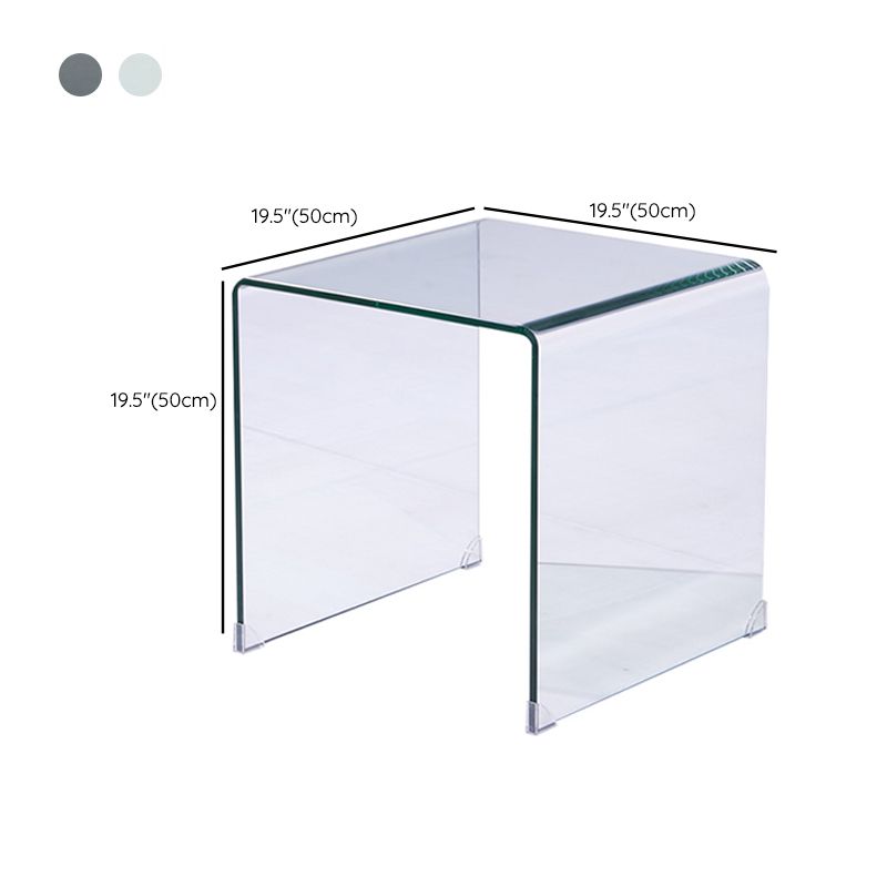 Modern Square Glass Side End Table Sled Corner Table for Living Room