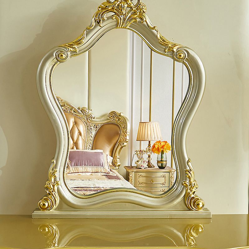 Victorian 19.68 "tavolo da trucco largo in legno massiccio di trucco con cassetti con cassetti