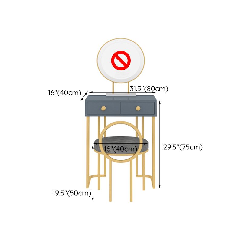 Trucco in legno Vanity 15.74 "tavoli da vanità larghi con 2 cassetti