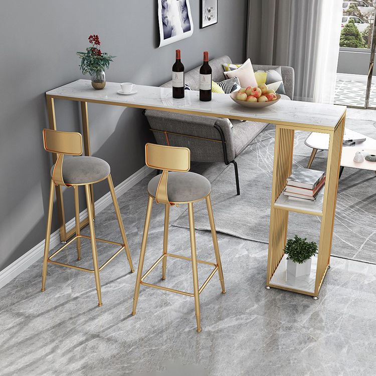 Modern Metal Rectangle Bistro Table Storage Double Pedestal Pub/Bar Table Clearhalo 'Bar Furniture' 'Bar Tables' 'bar_tables' 'furn' 'furn_bar_tables' 'Furniture' 'furniture_bar_tables' 'Kitchen & Dining Furniture' 'kitchen&dining_furn' 'kitchen' 1200x1200_7ce460d5-e8f7-4fe3-8281-b44db993ef43
