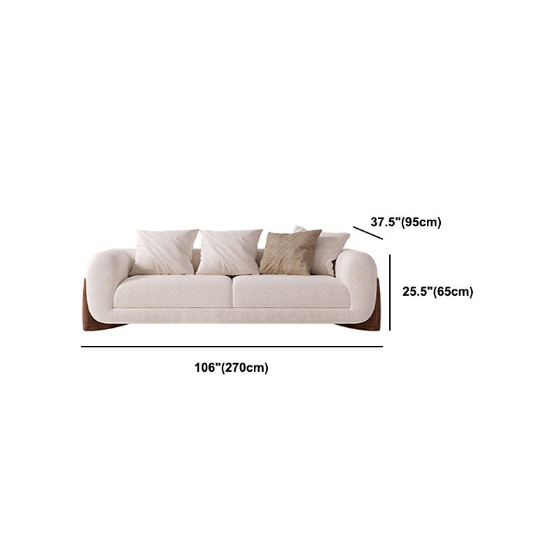 Sofá de lana blanco contemporáneo, cojines de brazo de esmoquin, sofá con almohadas