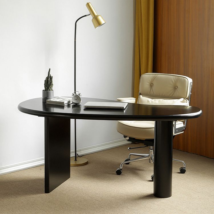 Bureau d'écriture industriel 29.5 "Hauteur de bureau en bois massif en noir avec jambes