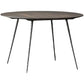 Round Solid Wood Dining Table Brown 4 Legs Dining Table with Metal Base