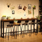 Mesa de bar rectangular con tapa de madera de pino, mesa de pub industrial con base de caballete en negro