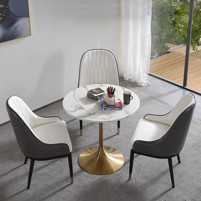 Contemporary Marble Dining Set 1/2/4/5 Pieces Round Dining Table Set with Padded Chairs Clearhalo 'Dining Room Sets' 'Dining Tables & Seating' 'dining_room_set' 'furn' 'furn_dining_room_set' 'Furniture' 'Kitchen & Dining Furniture' 1200x1200_7cec449c-51c9-41e9-8d57-36094c8cf017
