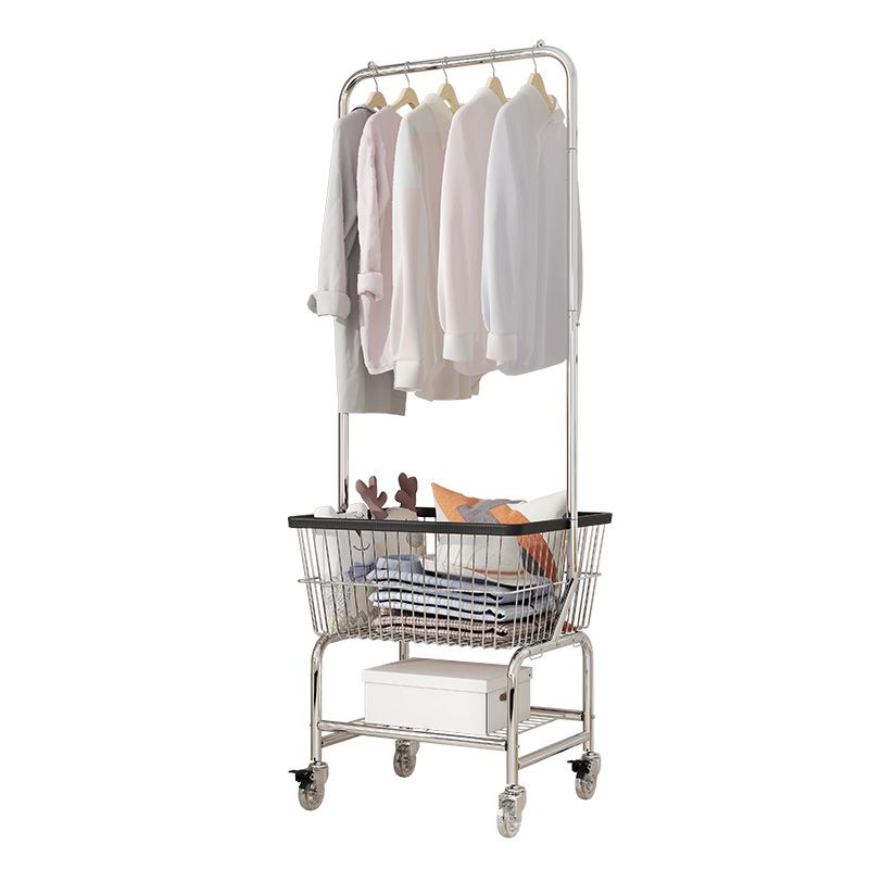 Stainless Steel Free Standing Hall Tree with Storage Basket Hall Stand for Living Room Clearhalo 'Entry & Mudroom Furniture' 'furn' 'furn_hall_tree_coat_racks' 'Furniture' 'Hall Trees & Coat Racks' 'hall_tree_coat_racks' 1200x1200_7cecce3f-bf34-4744-b497-0d40324173c0