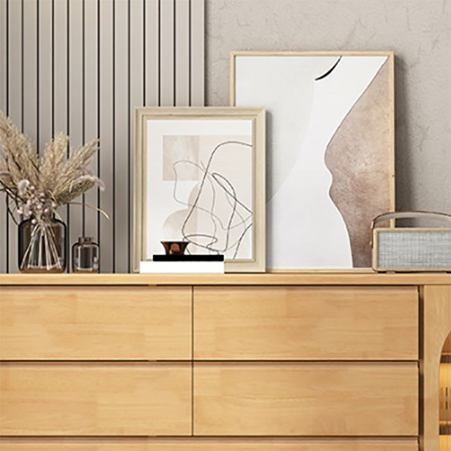 1-Door and 6-Drawer Chest Rubberwood 47.2" Wide Cabinet with Rattan Accent Clearhalo 'Cabinets & Chests' 'cabinets_chests' 'furn' 'furn_cabinets_chests' 'Furniture' 'Living Room Furniture' 1200x1200_7cecded5-a97e-4340-9595-695e74127e3f