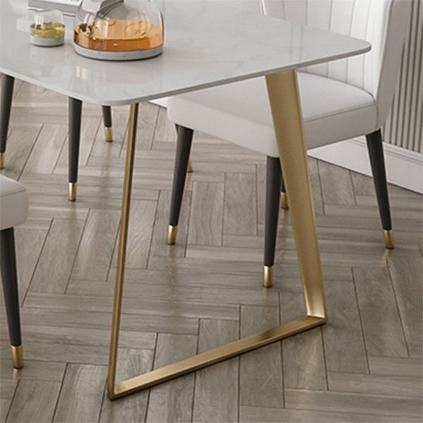 Traditional Luxury Rectangle Dining Table White Sintered Stone Table with Gold Double Pedestal Clearhalo ' dining_table' 'Dining Tables & Seating' 'Dining Tables' 'furn' 'furn_dining_table' 'Furniture' 'furniture_dining_table' 'Kitchen & Dining Furniture' 'kitchen&dining_furn' 'kitchen' 'kitchen_dining_table' 1200x1200_7cece4bd-817f-454d-b341-5f83db9cd520