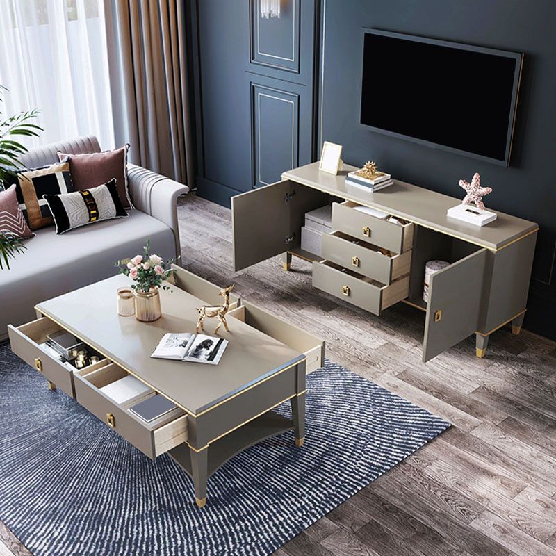 Modern TV Stand Console Solid Wood TV Media Console with Drawers Clearhalo 'furn' 'furn_tv_stands_entertainment_centers' 'Furniture' 'Living Room Furniture' 'TV Stands & Entertainment Centers' 'TV Stands & Media Storage Furniture' 'tv_stands_entertainment_centers' 1200x1200_7ced3657-61dd-4758-8868-5727de4ba56a