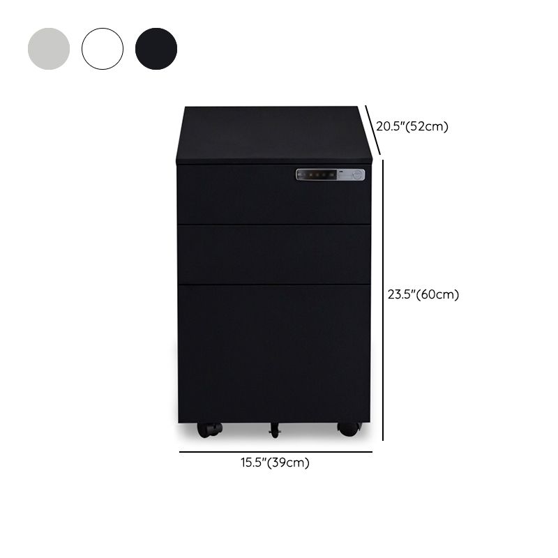 Contemporary File Cabinets Steel Frame Electronic Lock Mobile Filing Cabinet with Wheels Clearhalo 'Filing Cabinets' 'filling_cabinets' 'furn' 'furn_filling_cabinets' 'Furniture' 'Office Furniture' 1200x1200_7cef3629-8aad-41f9-b37c-133eb6bc74b5