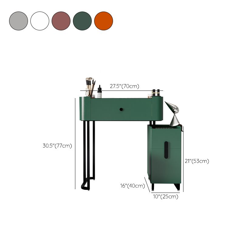 Copeador de maquillaje de cuero moderno de tocador moderno de mediados de siglo con espejo y taburetes