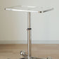23.6" W Clear Glass End Table Pedestal Stainless Steel Side Table with Adjustable Height Clearhalo 'Coffee & Accent Tables' 'End & Side Tables' 'end_side_tables' 'furn' 'furn_end_side_tables' 'Furniture' 'Living Room Furniture' 1200x1200_7cf12549-fb2a-4502-a822-d1a5db7a97c0