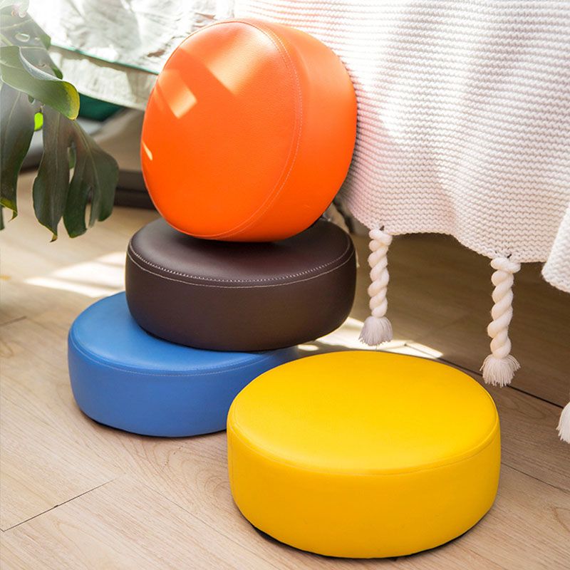 Modern Round Shape Pouf Leather Solid Color Pouf for Drawing Room Clearhalo 'furn' 'furn_ottomans_poufs' 'Furniture' 'Living Room Furniture' 'Ottomans & Poufs' 'ottomans_poufs' 1200x1200_7cf15f76-3ad7-4411-8ad0-0f12a2b184ba