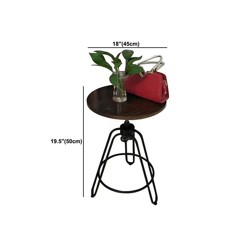 Mesa de altura lateral de estilo rústico tri pin de acento de acento de sofá redondo